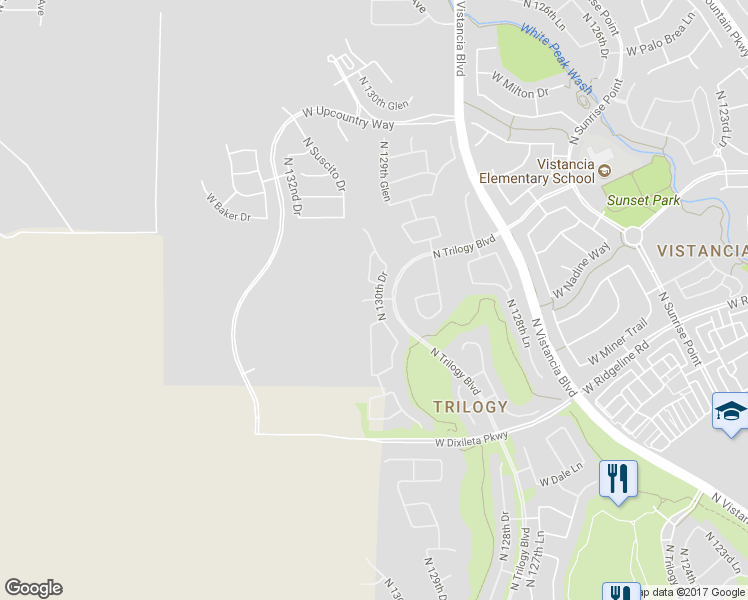 map of restaurants, bars, coffee shops, grocery stores, and more near 7029 West Mayberry Trail in Peoria