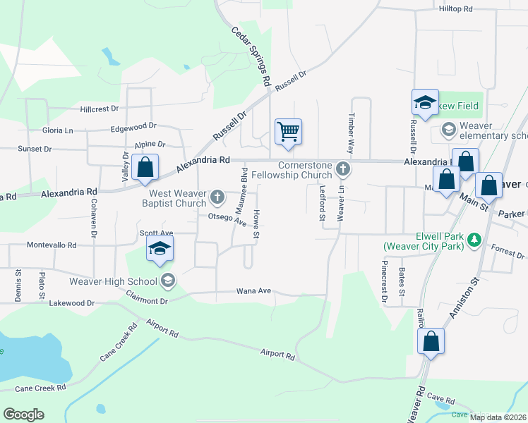 map of restaurants, bars, coffee shops, grocery stores, and more near 501 Howe Street in Weaver
