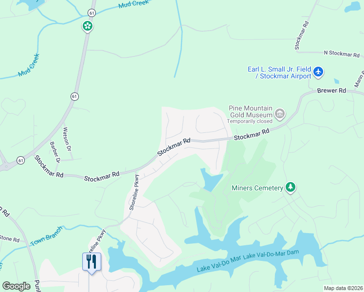 map of restaurants, bars, coffee shops, grocery stores, and more near 1034 Sycamore Lane in Villa Rica
