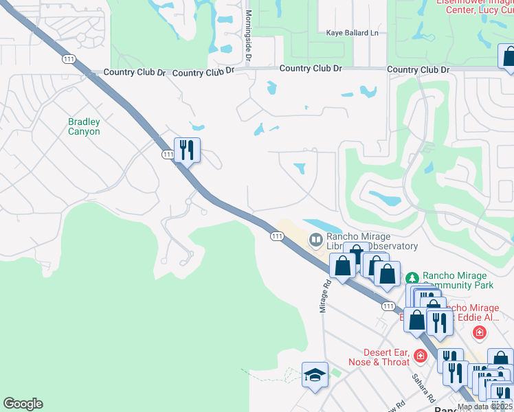 map of restaurants, bars, coffee shops, grocery stores, and more near 40990 Paxton Drive in Rancho Mirage