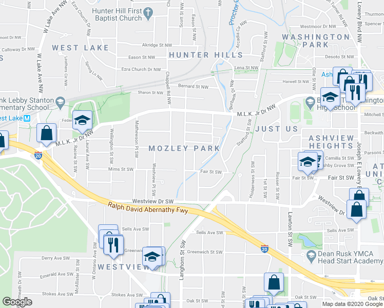 map of restaurants, bars, coffee shops, grocery stores, and more near 188 Chicamauga Avenue Southwest in Atlanta