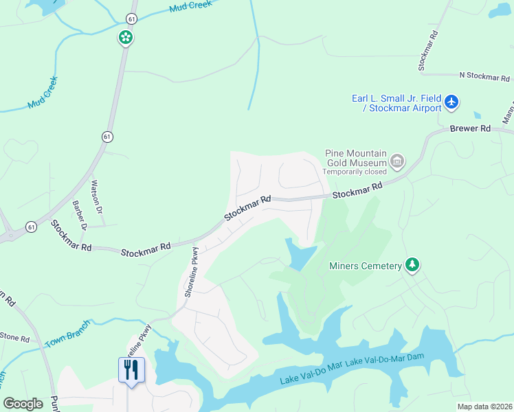 map of restaurants, bars, coffee shops, grocery stores, and more near 1034 Sycamore Lane in Villa Rica