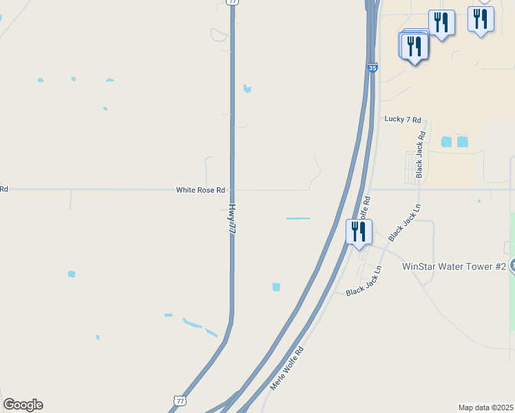 map of restaurants, bars, coffee shops, grocery stores, and more near 22075 U.S. 77 in Thackerville