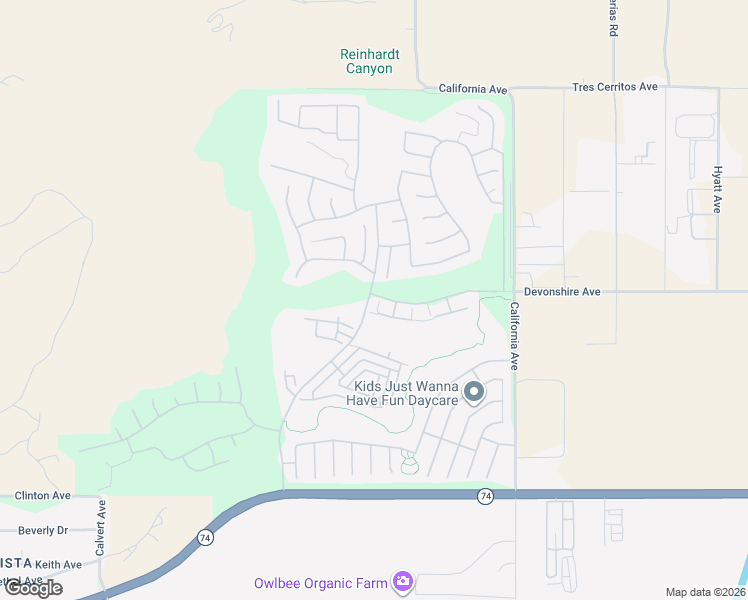 map of restaurants, bars, coffee shops, grocery stores, and more near 8070 Mickelson Way in Hemet