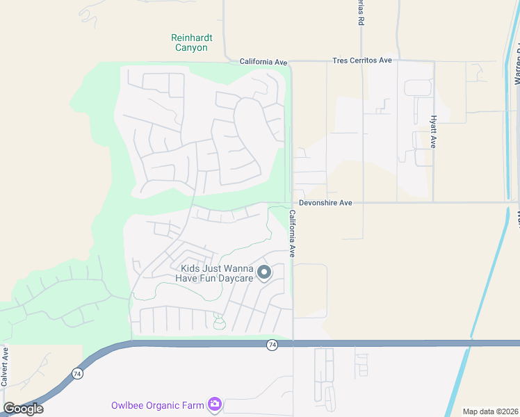 map of restaurants, bars, coffee shops, grocery stores, and more near 7704 Couples Way in Hemet