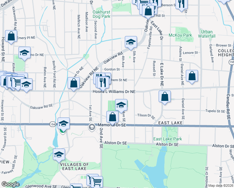 map of restaurants, bars, coffee shops, grocery stores, and more near 2426 Hosea L Williams Drive Northeast in Atlanta