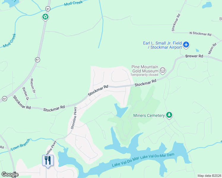map of restaurants, bars, coffee shops, grocery stores, and more near 1022 Sycamore Lane in Villa Rica
