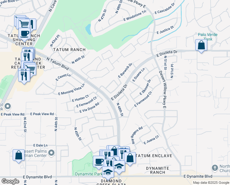 map of restaurants, bars, coffee shops, grocery stores, and more near 4811 East Baker Drive in Cave Creek