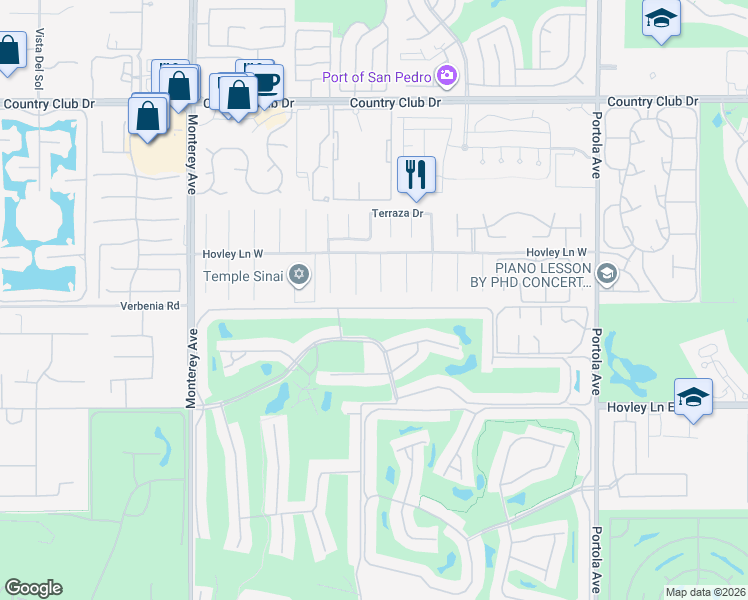 map of restaurants, bars, coffee shops, grocery stores, and more near 40963 Avenue Solana in Palm Desert
