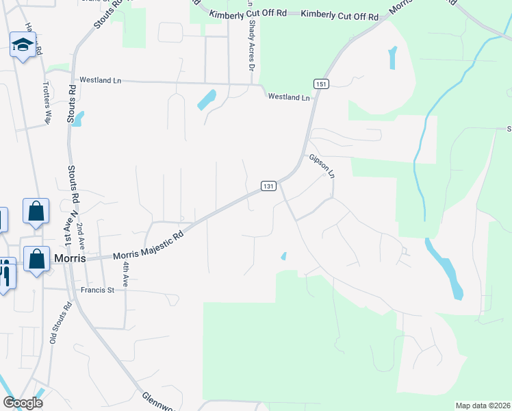 map of restaurants, bars, coffee shops, grocery stores, and more near 976 Morris Majestic Road in Morris