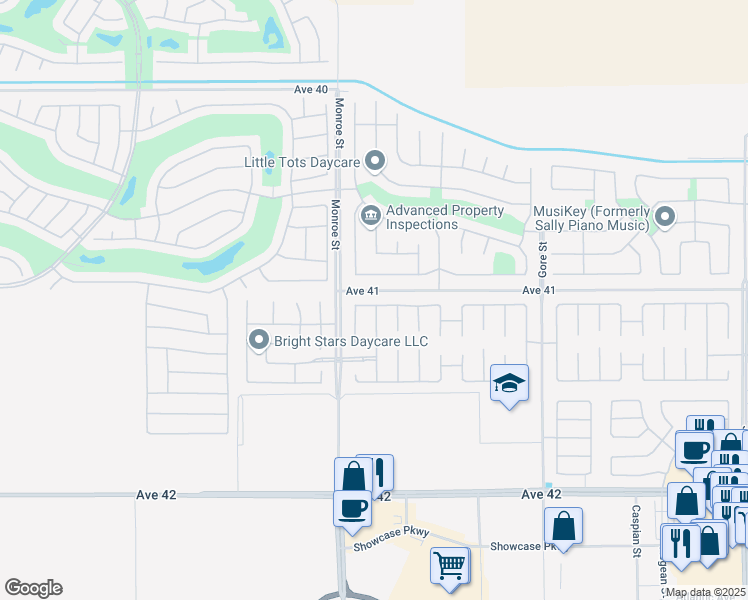map of restaurants, bars, coffee shops, grocery stores, and more near 82088 Dunn Drive in Indio