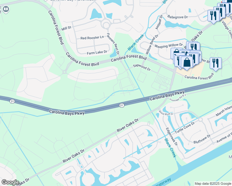 map of restaurants, bars, coffee shops, grocery stores, and more near 2019 Berkley Village Loop in Myrtle Beach