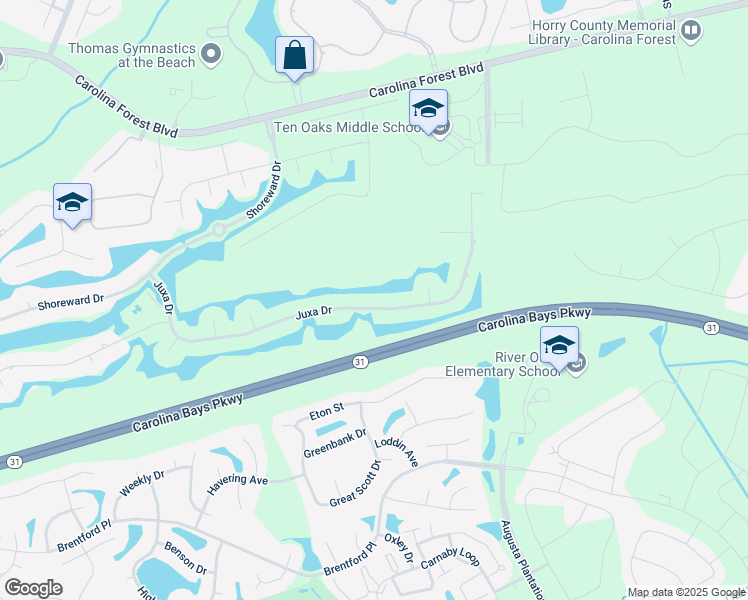 map of restaurants, bars, coffee shops, grocery stores, and more near 8439 Juxa Drive in Myrtle Beach