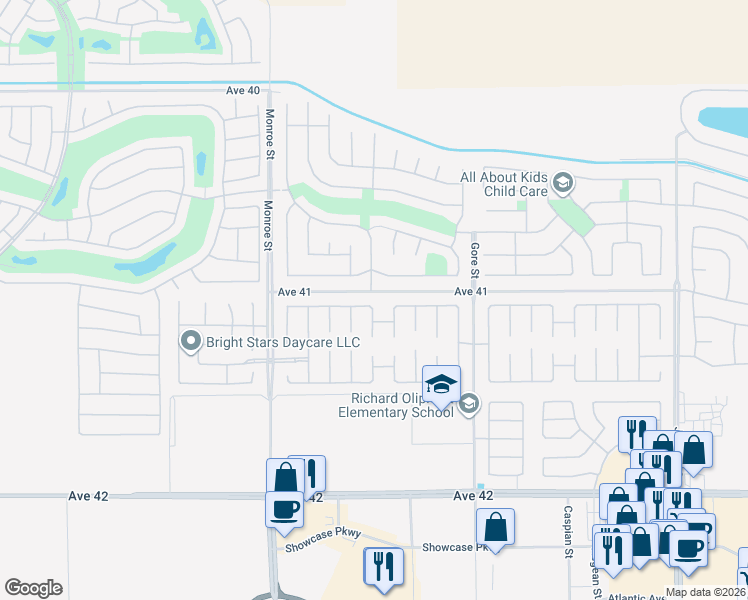 map of restaurants, bars, coffee shops, grocery stores, and more near 82252 Dunn Drive in Indio