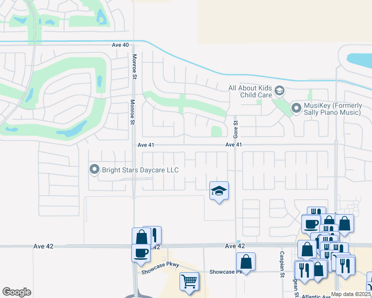 map of restaurants, bars, coffee shops, grocery stores, and more near 82252 Dunn Drive in Indio