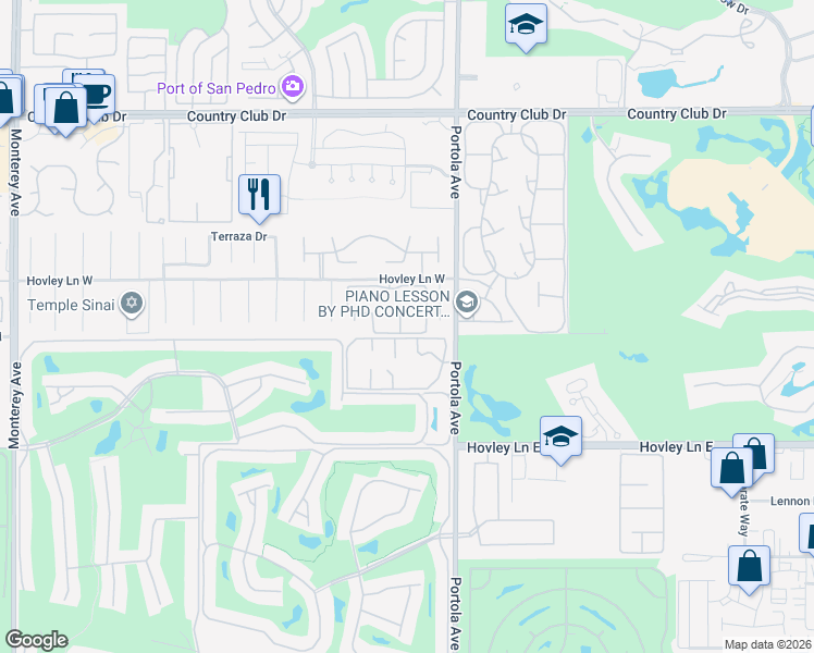 map of restaurants, bars, coffee shops, grocery stores, and more near 154 Wimbledon Court in Palm Desert