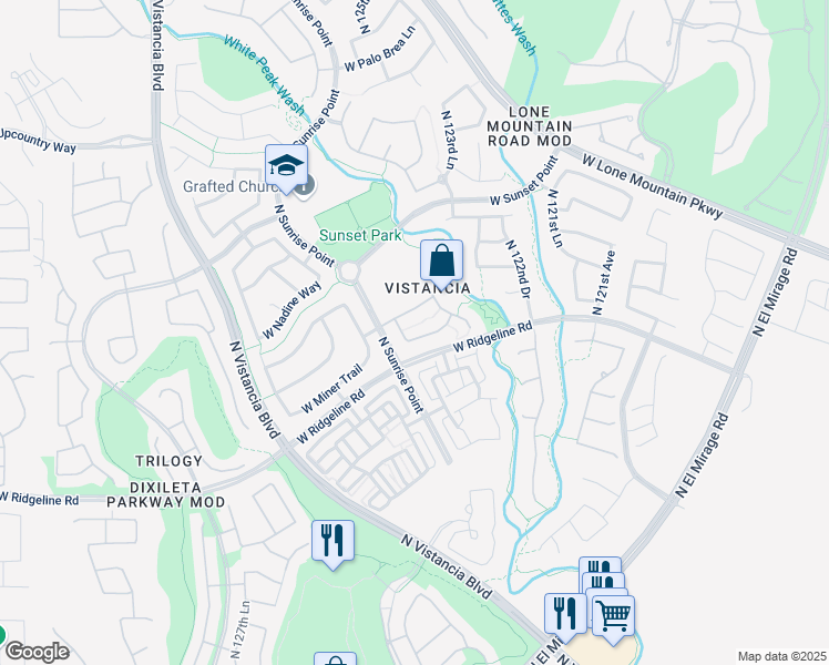 map of restaurants, bars, coffee shops, grocery stores, and more near 12451 West Nadine Way in Peoria