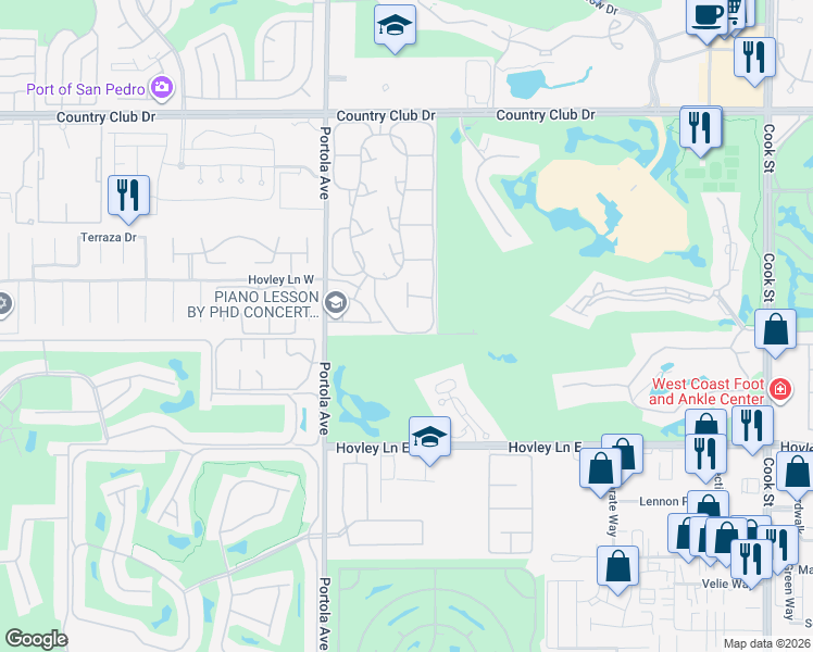 map of restaurants, bars, coffee shops, grocery stores, and more near 128 Verde Way in Palm Desert