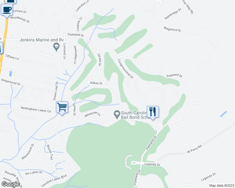 map of restaurants, bars, coffee shops, grocery stores, and more near 2085 Kilkee Drive in Myrtle Beach