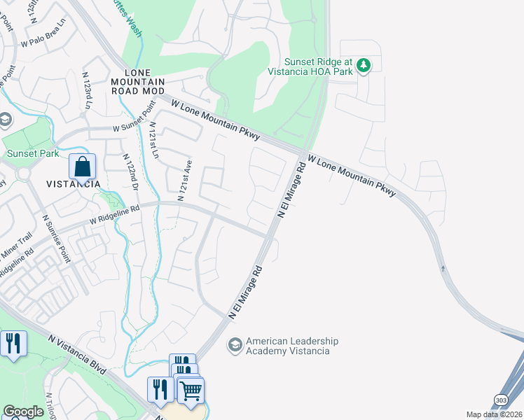map of restaurants, bars, coffee shops, grocery stores, and more near 11863 West Nadine Way in Peoria