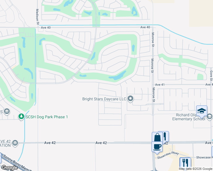 map of restaurants, bars, coffee shops, grocery stores, and more near 81591 Camino Los Milagros in Indio