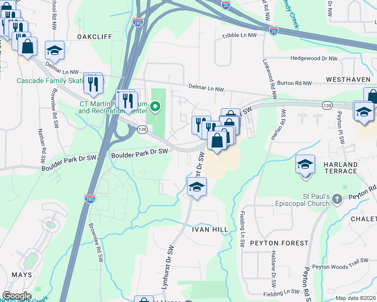 map of restaurants, bars, coffee shops, grocery stores, and more near 420 Martin Luther King Junior Drive Southwest in Atlanta
