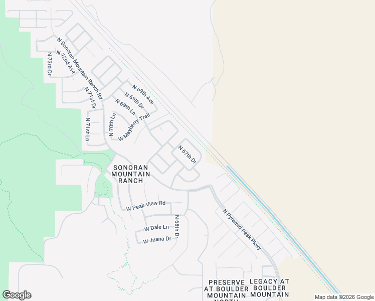map of restaurants, bars, coffee shops, grocery stores, and more near 29355 North 67th Avenue in Peoria