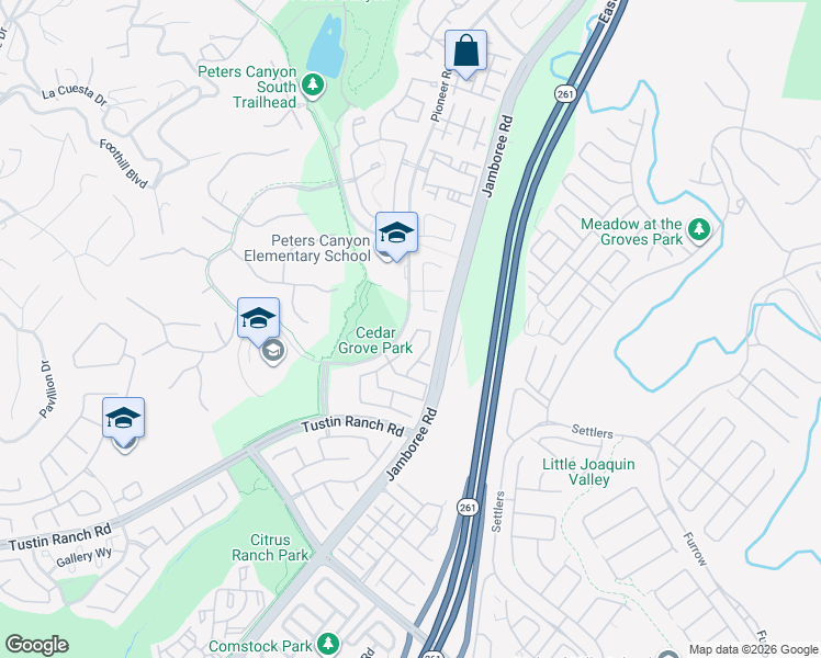 map of restaurants, bars, coffee shops, grocery stores, and more near 11595 Goetting Avenue in Tustin