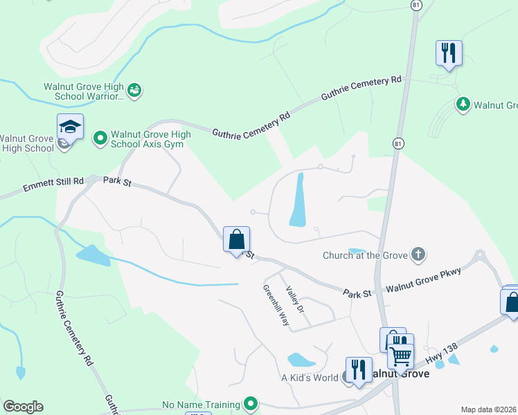 map of restaurants, bars, coffee shops, grocery stores, and more near 2330 Crystal Court in Loganville