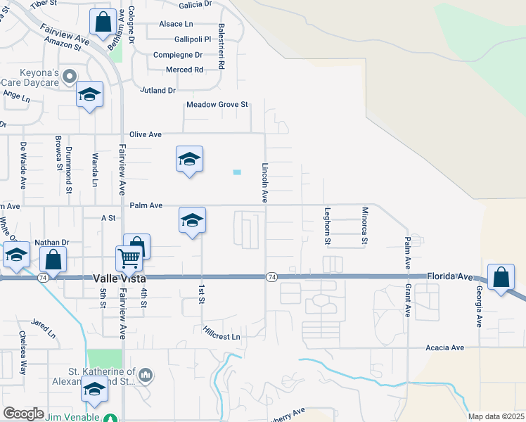map of restaurants, bars, coffee shops, grocery stores, and more near in Valle Vista