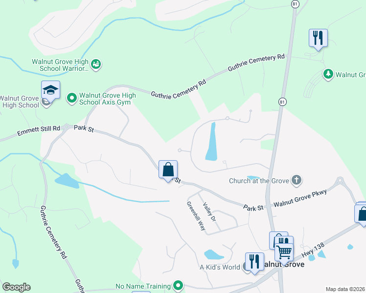 map of restaurants, bars, coffee shops, grocery stores, and more near 2330 Crystal Court in Loganville