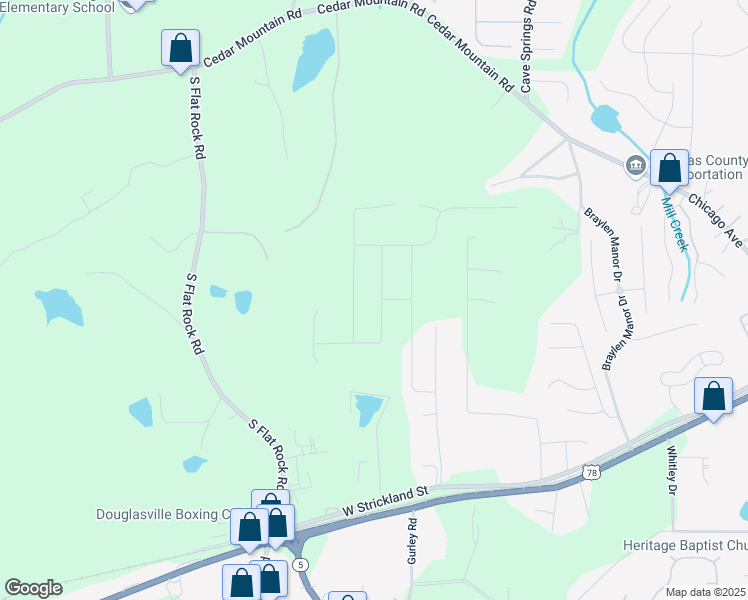 map of restaurants, bars, coffee shops, grocery stores, and more near 7250 Lacey Drive in Douglasville