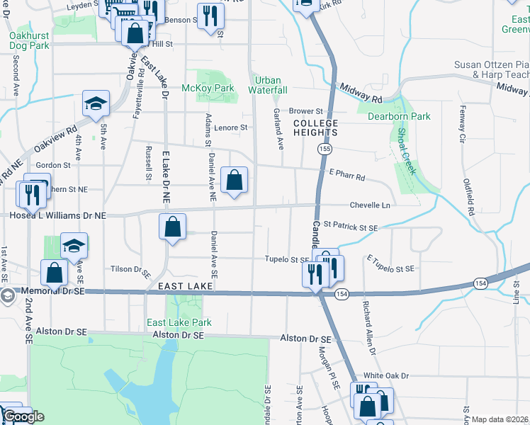 map of restaurants, bars, coffee shops, grocery stores, and more near 2795 Hosea L Williams Drive Southeast in Atlanta