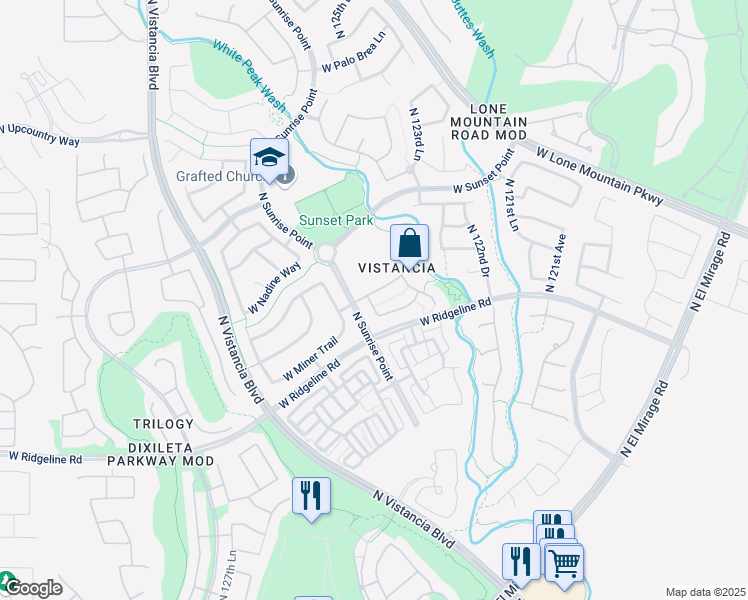 map of restaurants, bars, coffee shops, grocery stores, and more near 12451 West Nadine Way in Peoria
