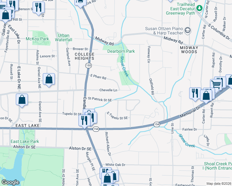 map of restaurants, bars, coffee shops, grocery stores, and more near 469 Chevelle Lane in Decatur