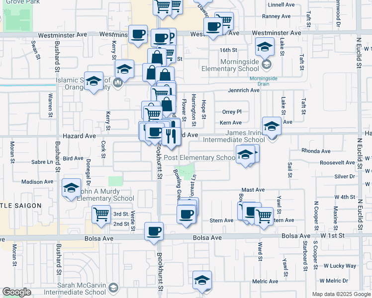 map of restaurants, bars, coffee shops, grocery stores, and more near 14551 Golders Green Lane in Westminster