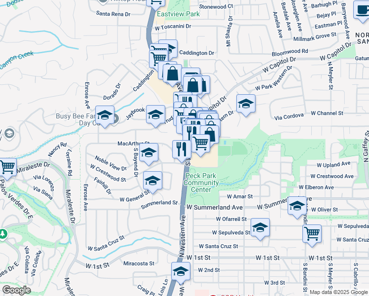 map of restaurants, bars, coffee shops, grocery stores, and more near 29403 S Western Ave in Rancho Palos Verdes
