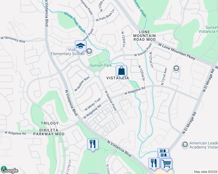 map of restaurants, bars, coffee shops, grocery stores, and more near 12451 West Nadine Way in Peoria