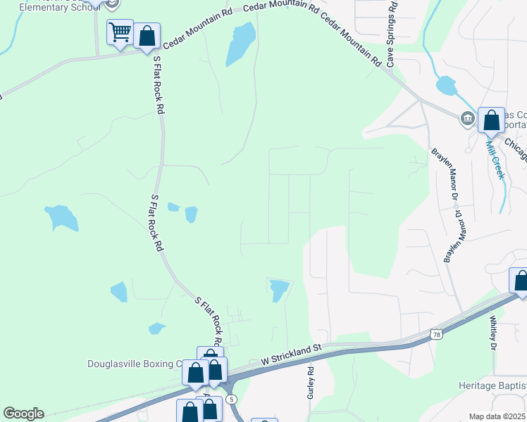 map of restaurants, bars, coffee shops, grocery stores, and more near 7252 Emma in Douglasville
