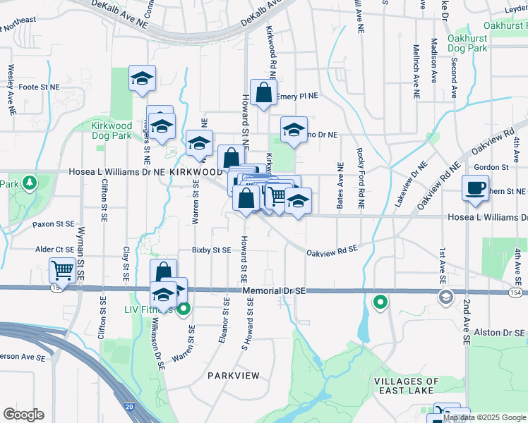 map of restaurants, bars, coffee shops, grocery stores, and more near 1984 Hosea L Williams Drive Northeast in Atlanta