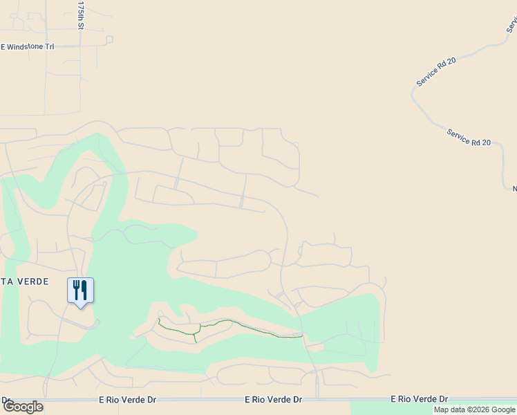 map of restaurants, bars, coffee shops, grocery stores, and more near 17952 East Cindercone Road in Rio Verde