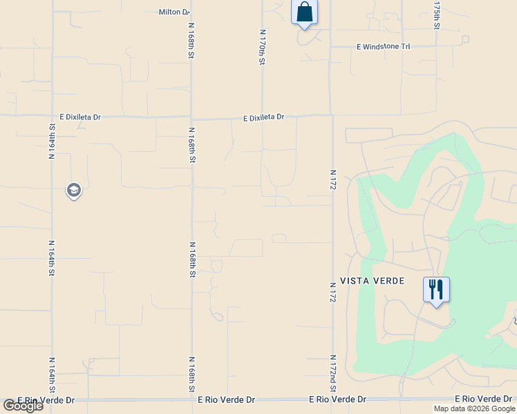 map of restaurants, bars, coffee shops, grocery stores, and more near 17047 East Dixileta Drive in Rio Verde