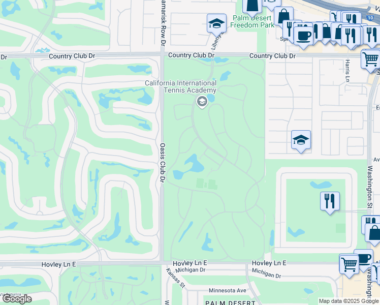 map of restaurants, bars, coffee shops, grocery stores, and more near 40928 Sea Island Lane in Palm Desert