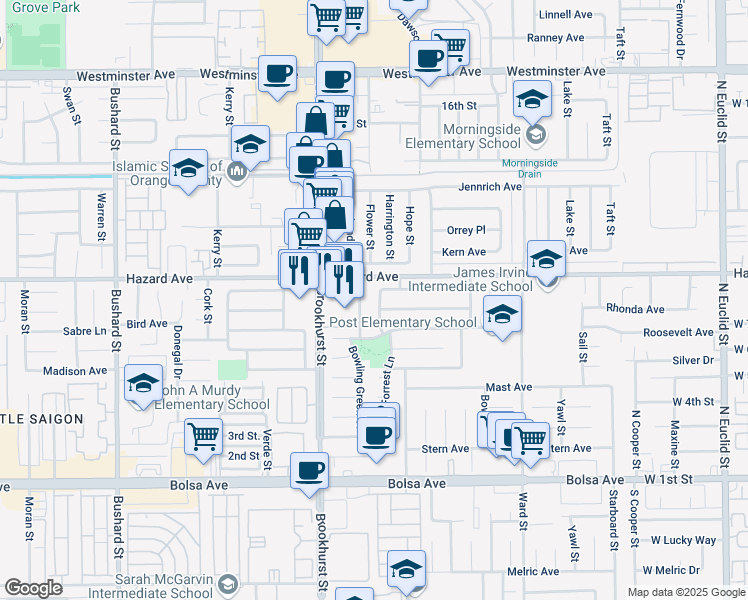 map of restaurants, bars, coffee shops, grocery stores, and more near 14551 Golders Green Lane in Westminster