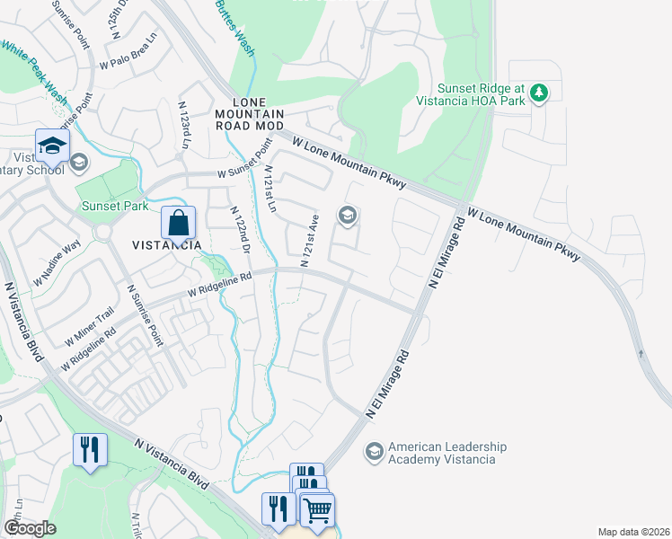 map of restaurants, bars, coffee shops, grocery stores, and more near 12013 West Nadine Way in Peoria