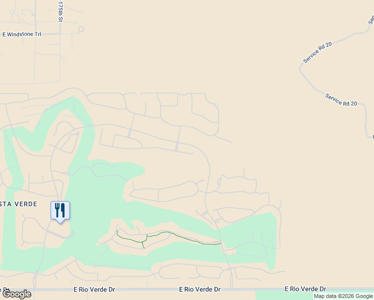 map of restaurants, bars, coffee shops, grocery stores, and more near 17952 East Cindercone Road in Rio Verde