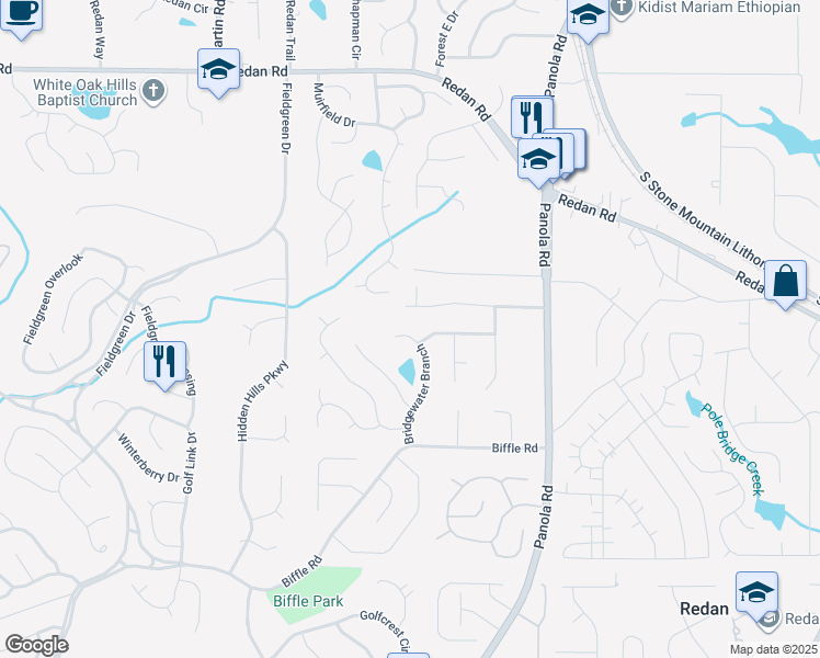 map of restaurants, bars, coffee shops, grocery stores, and more near 1402 Bridgewater Branch in Stone Mountain