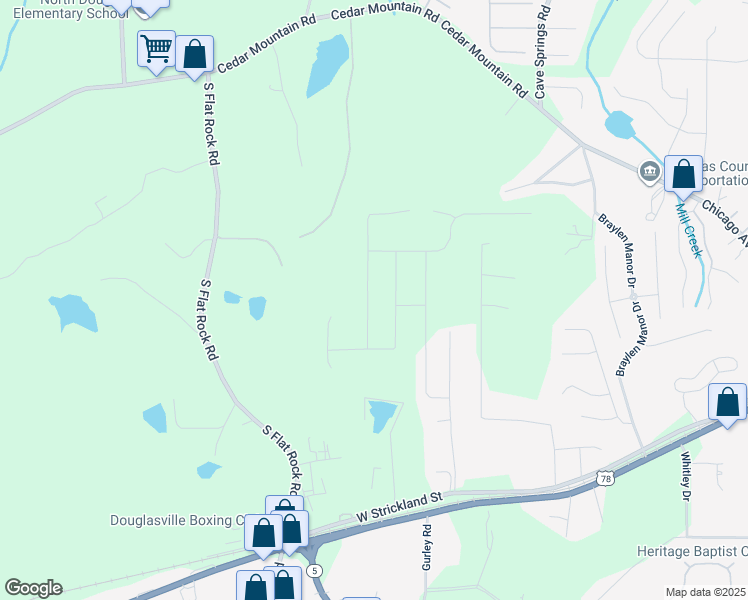 map of restaurants, bars, coffee shops, grocery stores, and more near 7253 Emma Court in Douglasville