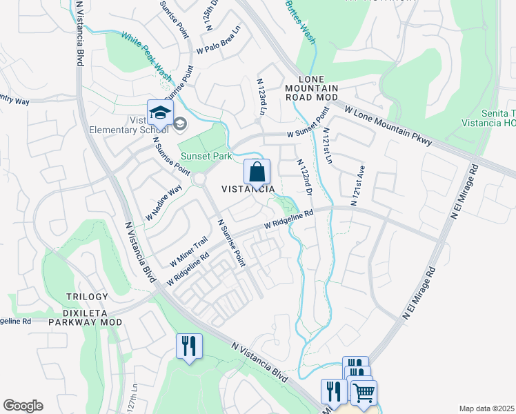 map of restaurants, bars, coffee shops, grocery stores, and more near 12402 West Morning Vista Lane in Peoria