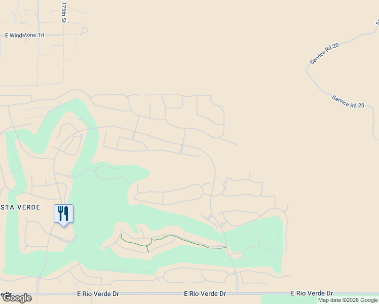 map of restaurants, bars, coffee shops, grocery stores, and more near 17952 East Cindercone Road in Rio Verde